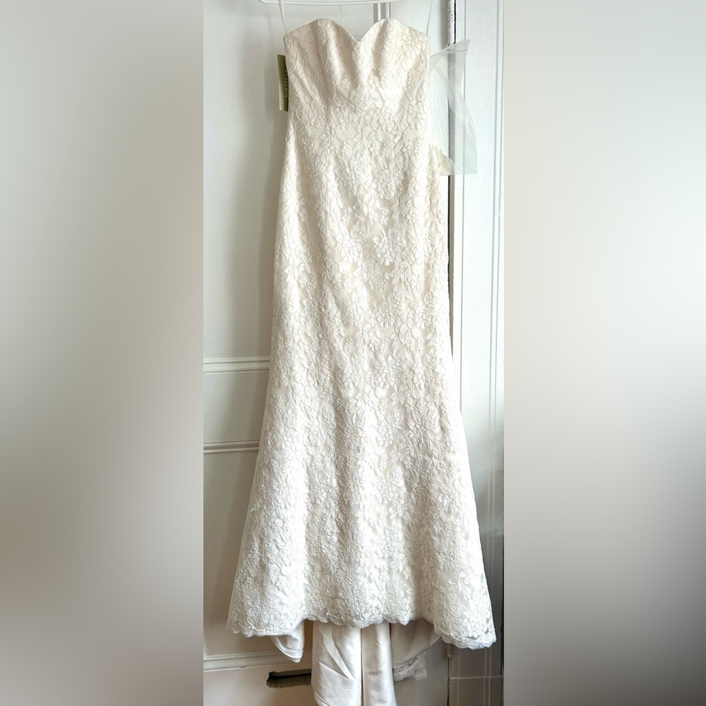 NWT Mikaella Bridal Light Ivory Lace Wedding Dress Size 6 - Picture 3 of 17